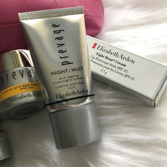 Elizabeth Arden NEW 8 Pc GWP Pink Faux Crocodile Leather Cosmetic Bag ~ Prevage - Picture 7 of 11